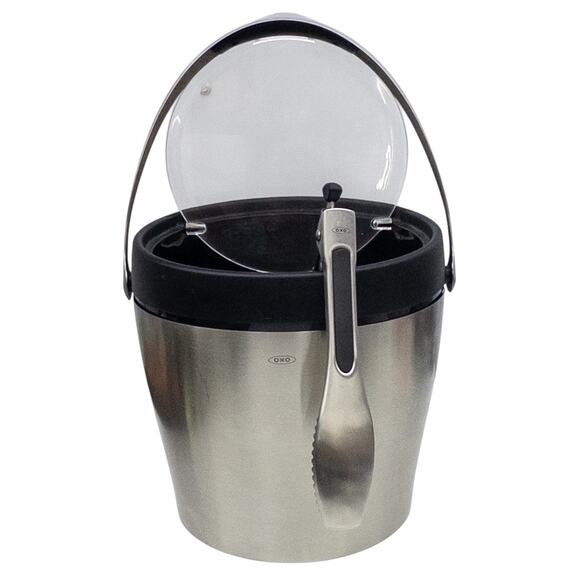 OXO Stainless Steel Ice Bucket & Tong Hinged Lid Handle 4 Quart - Picture 3 of 5